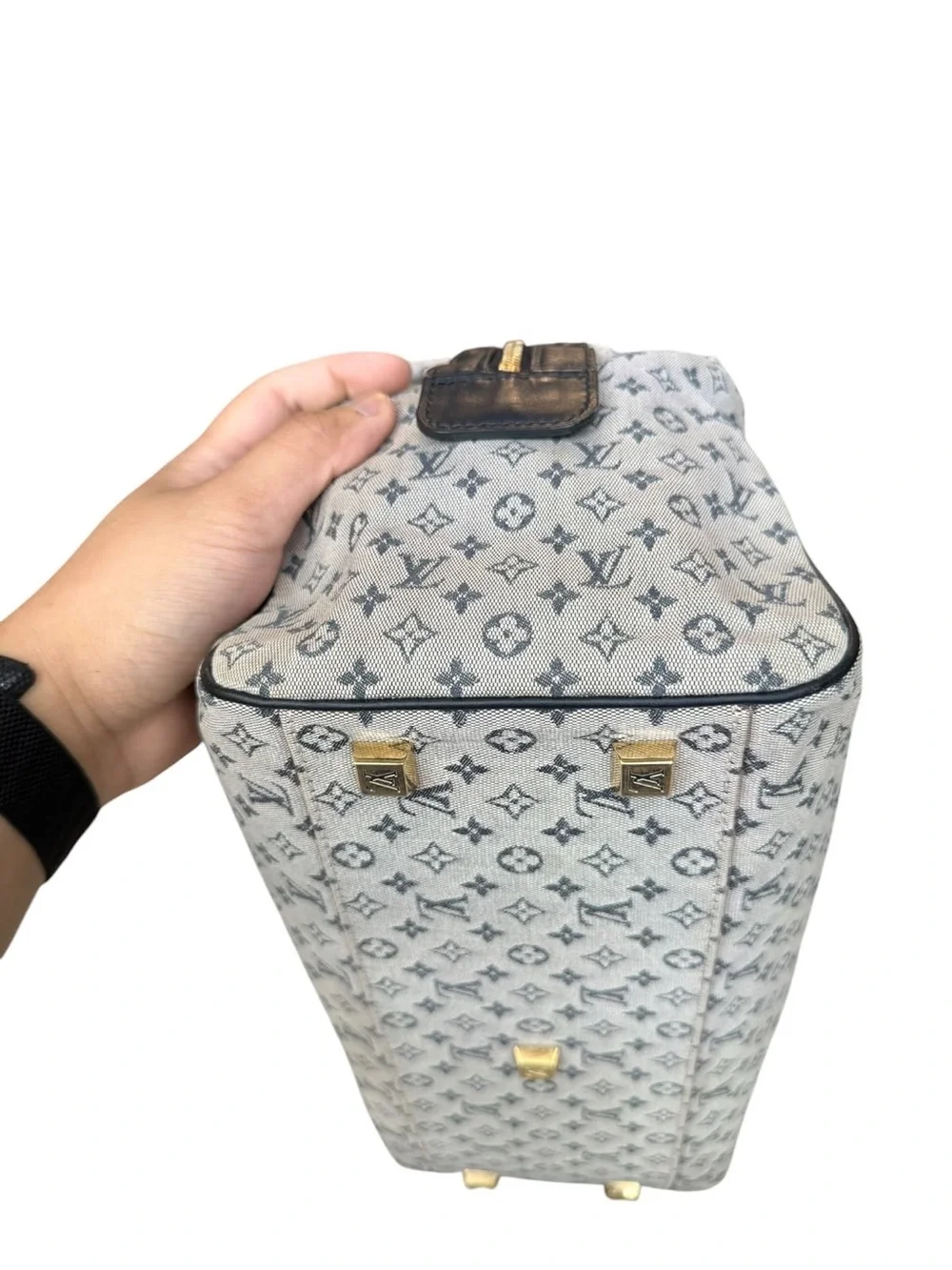 Louis Vuitton Josephine Mini lin Monogram Canvas Satchel in Beige and Black